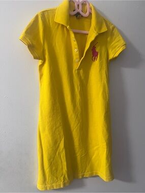 Ralph Lauren Bright Yellow Polo Dress with Pink Logo